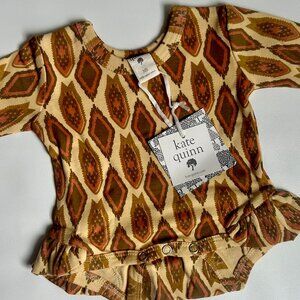 NWT Kate Quinn Newborn Painted Argyle Organic Cotton Ruffle Bodysuit